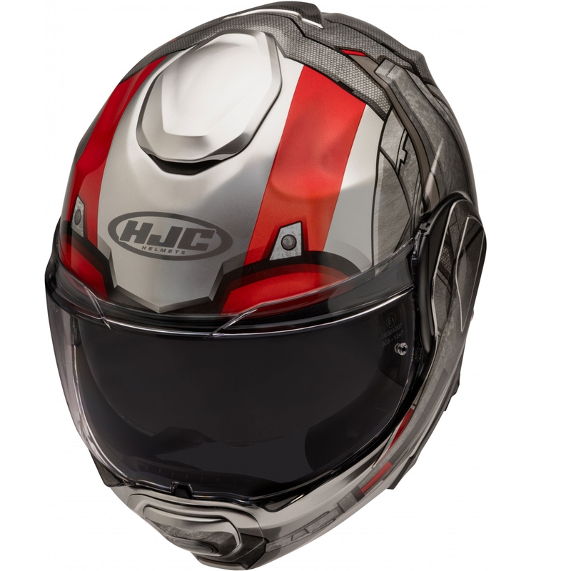 Casque moto modulable HJC F100 Ant-Man Marvel MC1 gris-rouge
