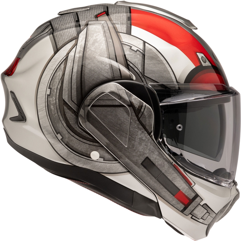Casque moto modulable HJC F100 Ant-Man Marvel MC1 gris-rouge