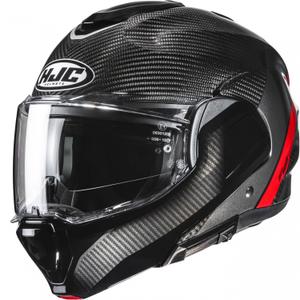 Casque moto modulable HJC F100 Carbon Stan MC1 noir-rouge