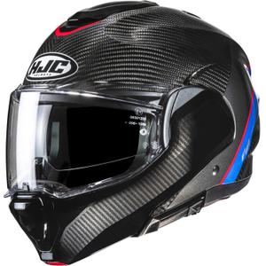 Casque moto modulable HJC F100 Carbon Stan MC21 noir-bleu-rouge