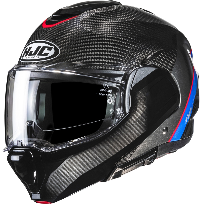 Casque moto modulable HJC F100 Carbon Stan MC21 noir-bleu-rouge