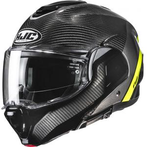 Casque moto modulable HJC F100 Carbon Stan MC3H noir-jaune fluo