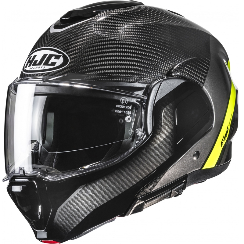 Casque moto modulable HJC F100 Carbon Stan MC3H noir-jaune fluo