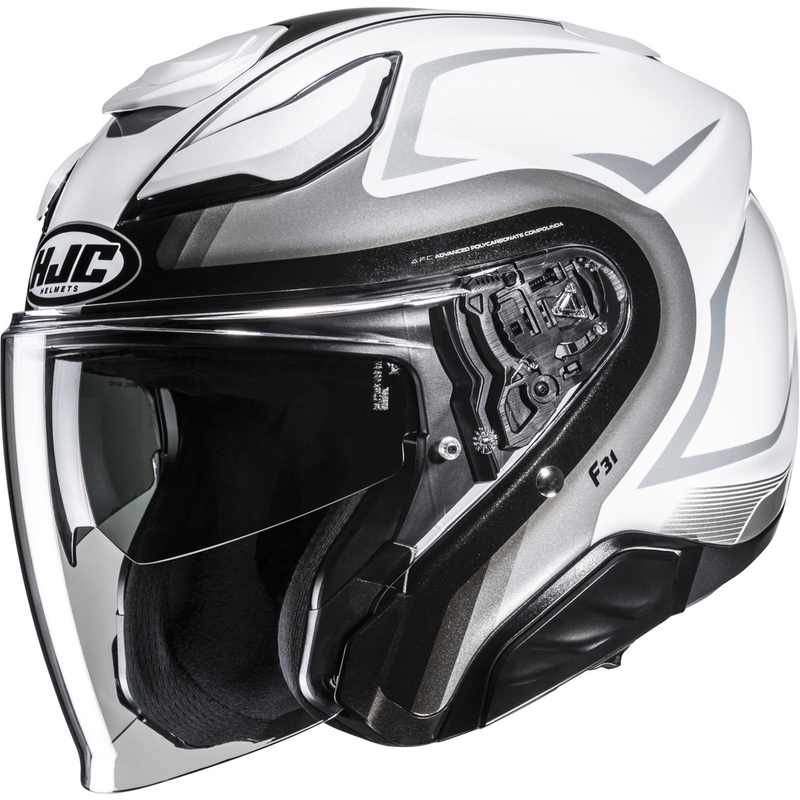 Casque moto jet HJC F31 Bask MC10 blanc-argent