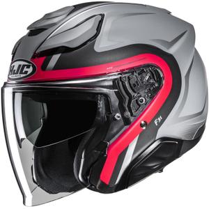 Casque moto ouvert HJC F31 Bask MC1SF gris-rouge-noir