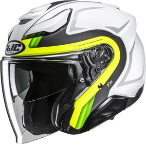 Casque moto jet HJC F31 Bask MC3HSF blanc-gris-jaune fluo