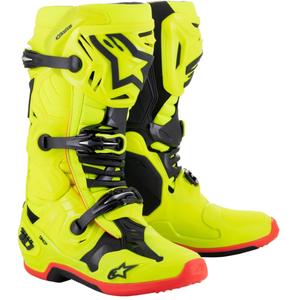 Bottes moto Alpinestars Tech 10 jaune fluo-noir-rouge fluo
