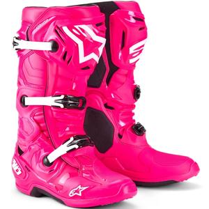 Bottes de moto Alpinestars Tech 10 rose-noir-blanc