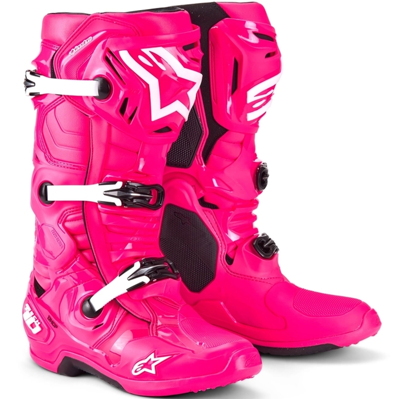 Bottes de moto Alpinestars Tech 10 rose-noir-blanc