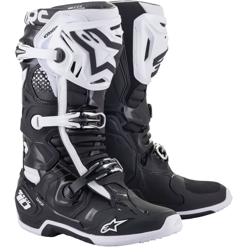 Bottes de moto Alpinestars Tech 10 noires et blanches