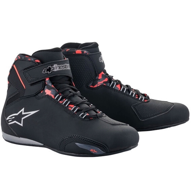 Bottes de moto Alpinestars Sektor Waterproof Noir-Rouge-Gris-Camo