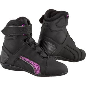 Bottes de moto Kore Velcro 2.0 pour femmes, noires et violettes