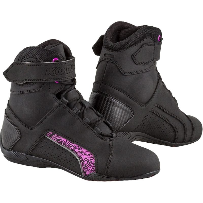 Bottes de moto Kore Velcro 2.0 pour femmes, noires et violettes