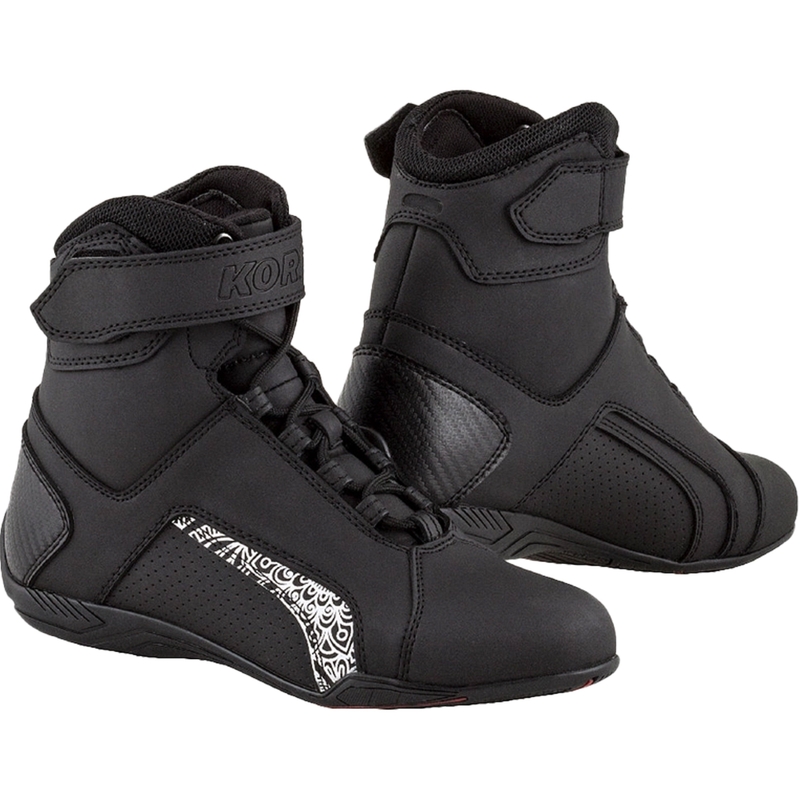 Bottes de moto Kore Velcro 2.0 pour femmes, noires et blanches