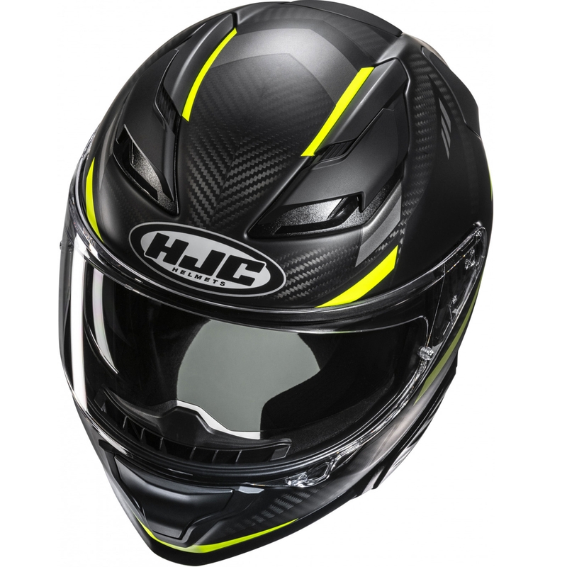 Casque moto intégral HJC F71 CARBON Esira MC3HSF noir-jaune fluo
