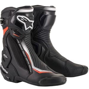 Bottes moto Alpinestars SMX Plus 2 noir-blanc-rouge fluo