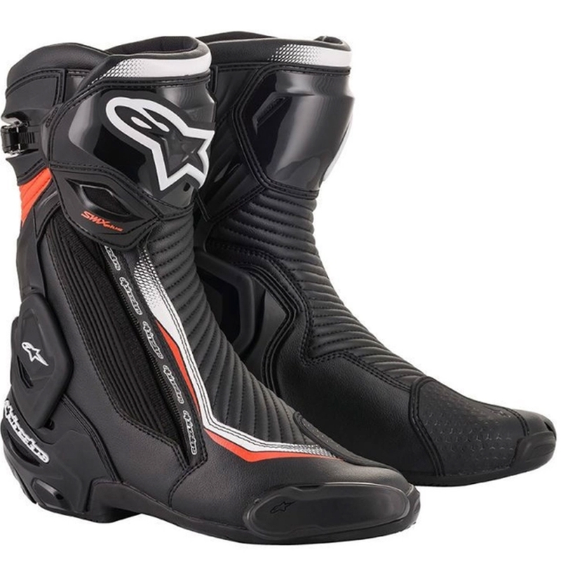 Bottes moto Alpinestars SMX Plus 2 noir-blanc-rouge fluo