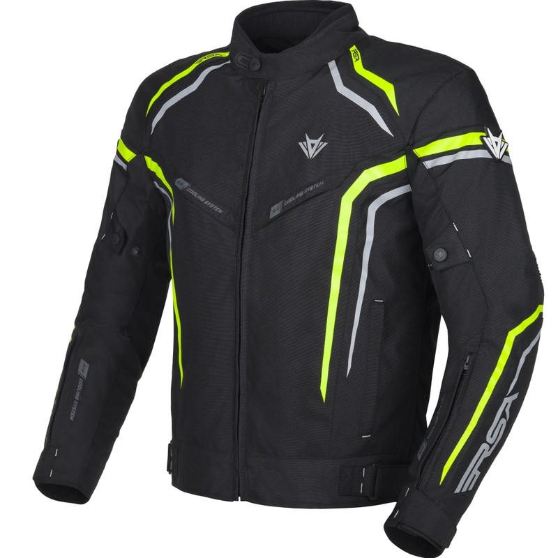 Blouson moto RSA Compact 2 noir-gris-jaune fluo