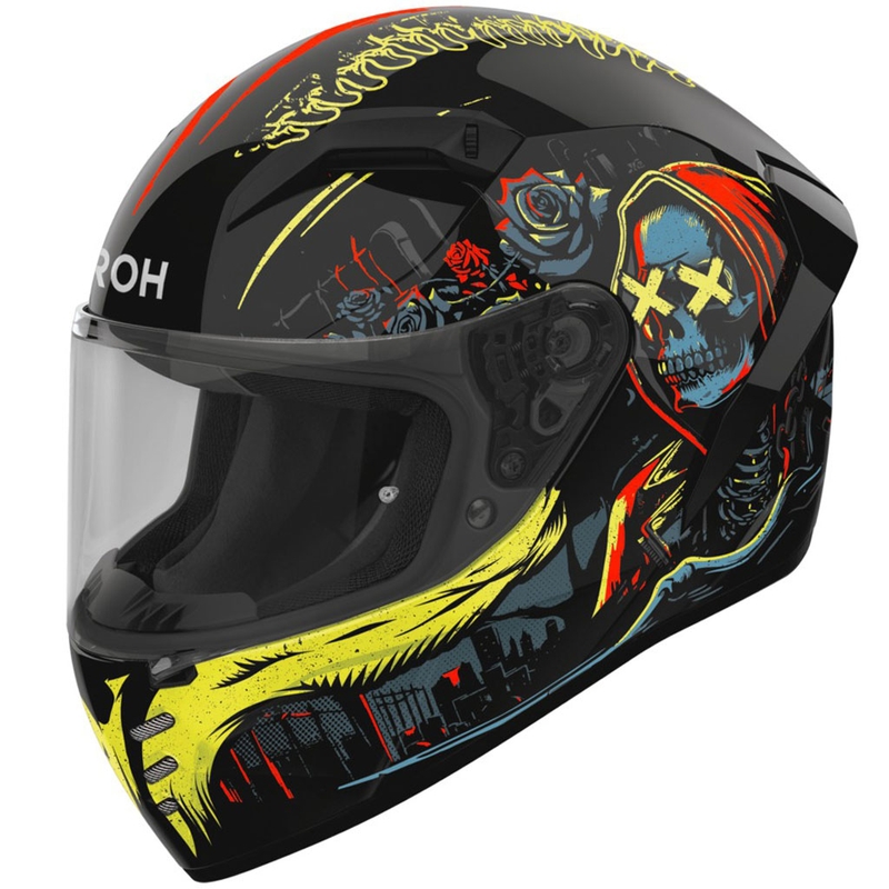 Casque moto intégral Airoh CONNOR Double Face noir brillant-jaune