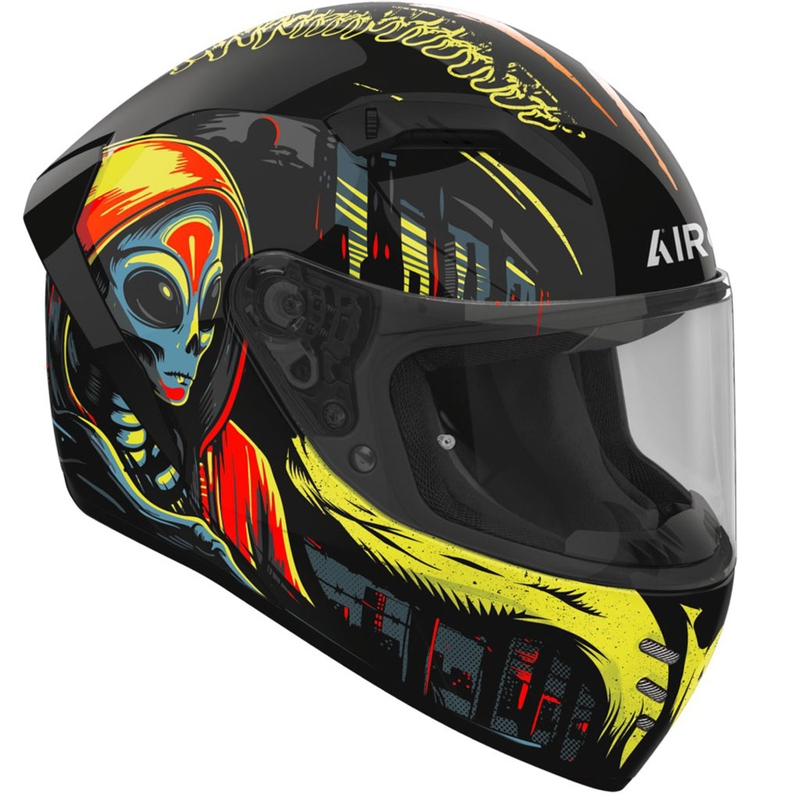 Casque moto intégral Airoh CONNOR Double Face noir brillant-jaune