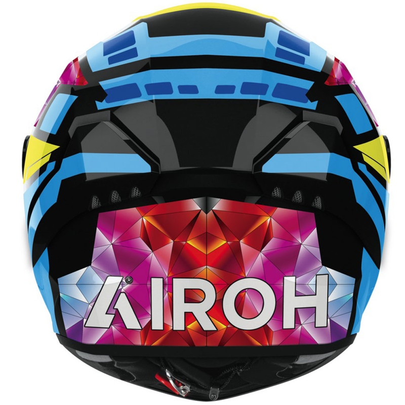 Casque moto intégral Airoh CONNOR Stellar jaune-bleu-rose-noir brillant