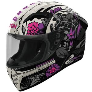 Casque moto intégral Airoh CONNOR Bloom noir brillant-gris-violet