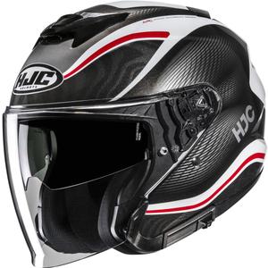 Casque moto jet HJC i31 Depe MC1 noir-blanc-rouge