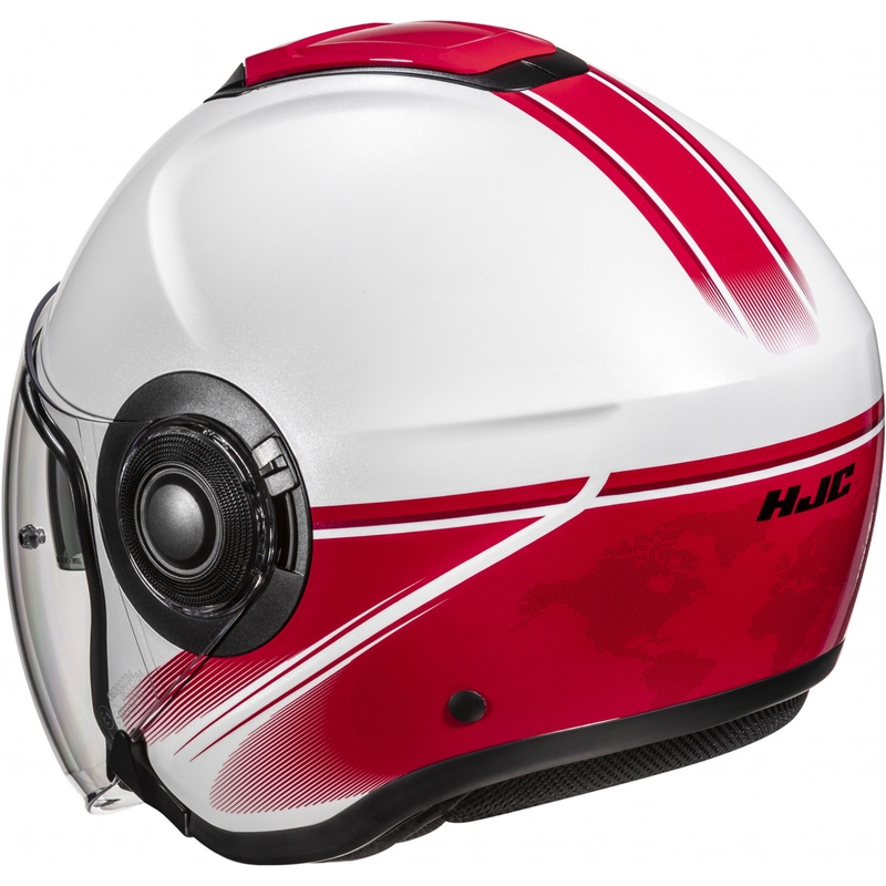 Casque moto ouvert HJC i40N Vision MC1 blanc-rouge
