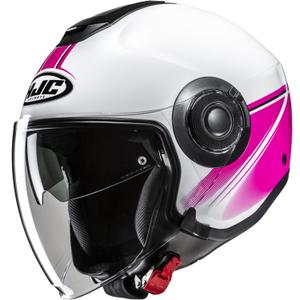 Casque moto jet HJC i40N Vision MC8 blanc-rose