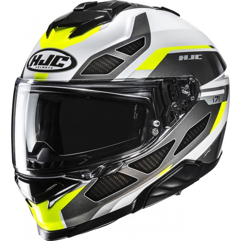 Casque moto intégral HJC i71 Zest MC3H noir-blanc-jaune fluo