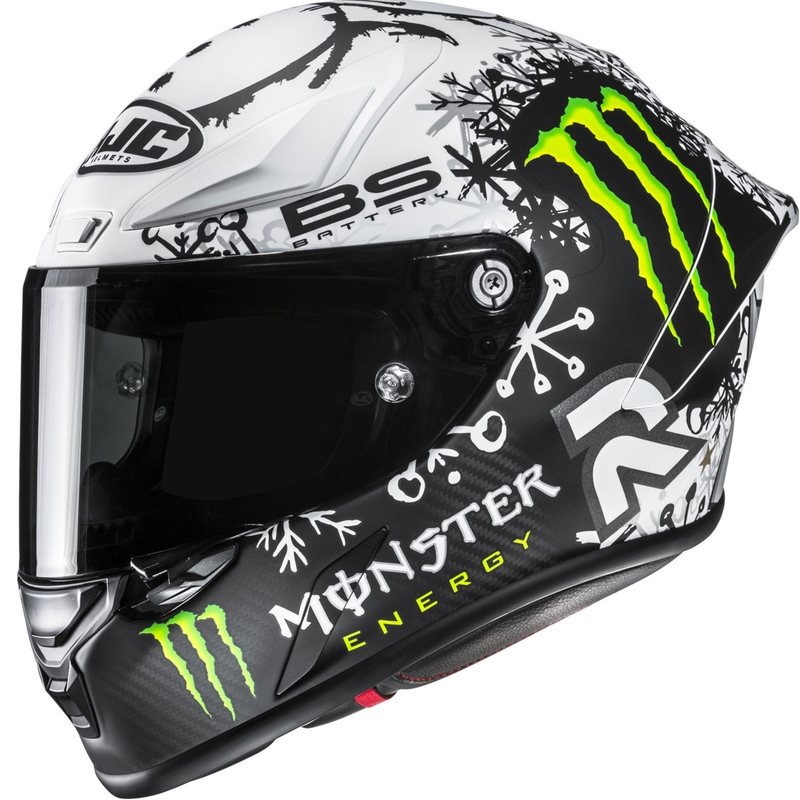 Casque moto intégral HJC RPHA 1 V2 CARBON Snow Diablo MC10SF noir-blanc