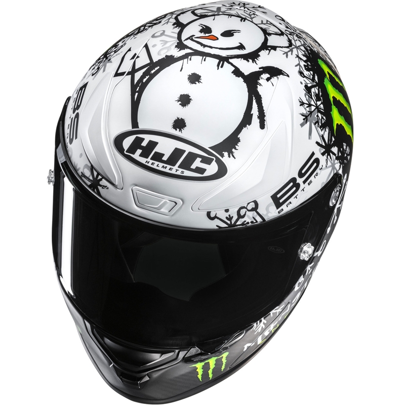Casque moto intégral HJC RPHA 1 V2 CARBON Snow Diablo MC10SF noir-blanc