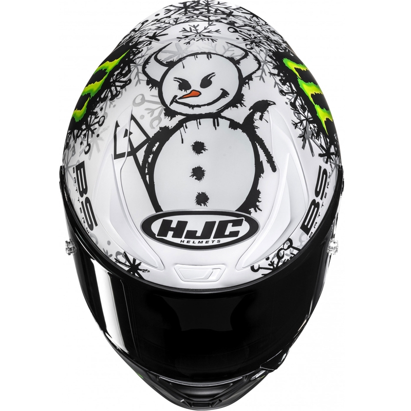 Casque moto intégral HJC RPHA 1 V2 CARBON Snow Diablo MC10SF noir-blanc