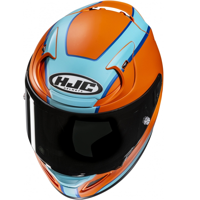 Casque moto intégral HJC RPHA 12 Respon MC27SF orange-bleu