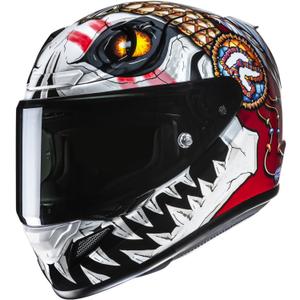 Casque moto intégral HJC RPHA 12 Skully MC1 blanc-rouge