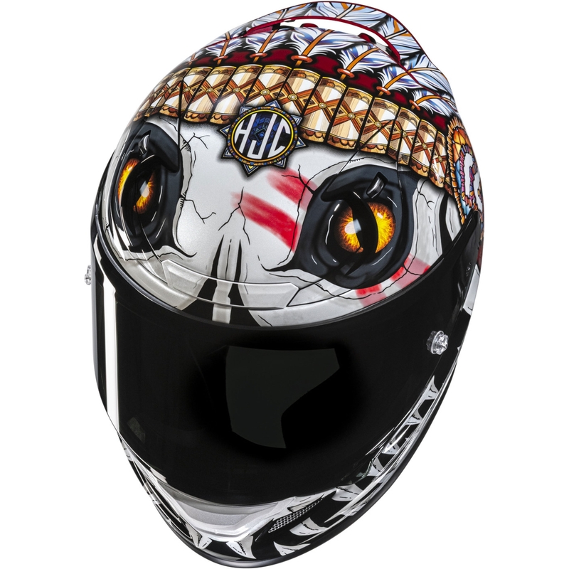 Casque moto intégral HJC RPHA 12 Skully MC1 blanc-rouge