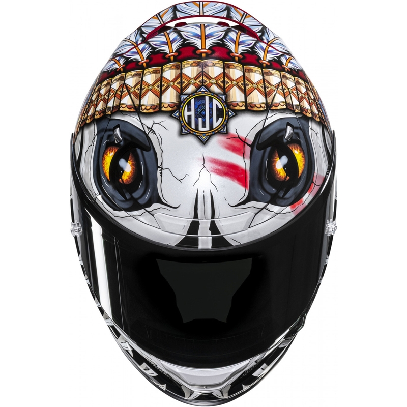 Casque moto intégral HJC RPHA 12 Skully MC1 blanc-rouge