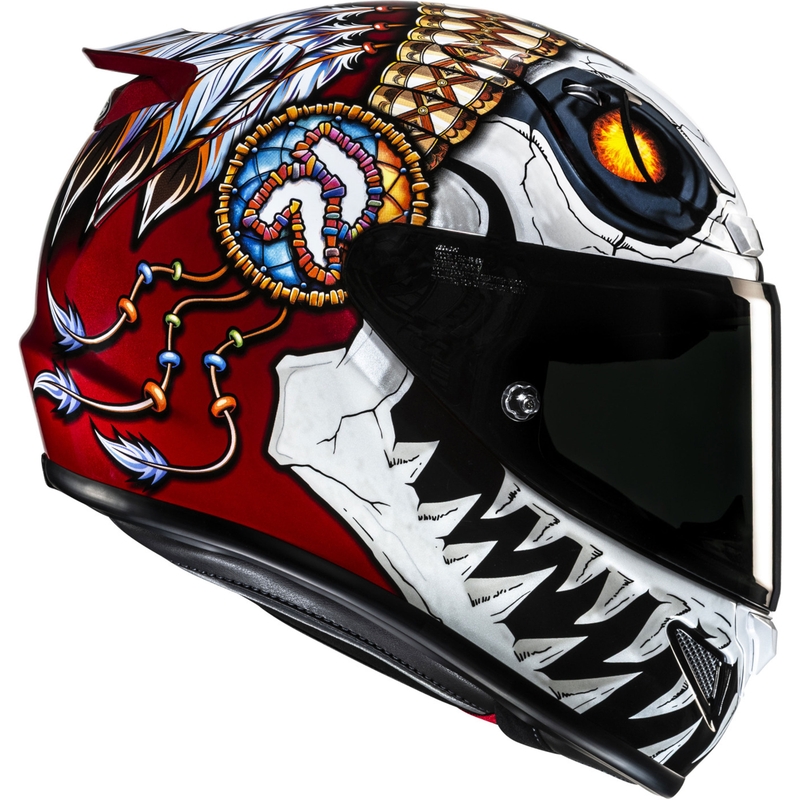 Casque moto intégral HJC RPHA 12 Skully MC1 blanc-rouge