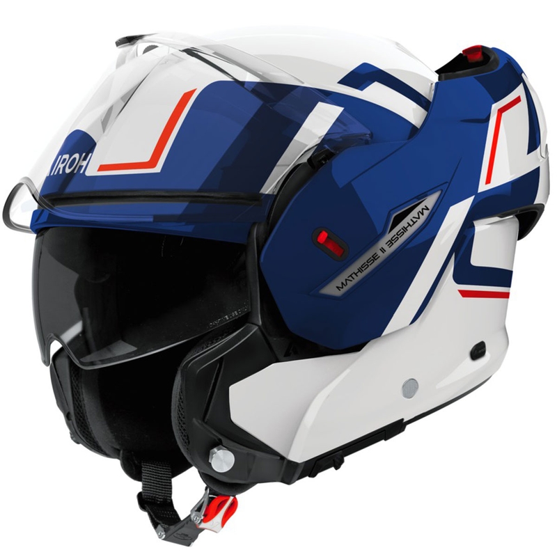 Casque moto modulable Airoh Mathisse 2 Genius bleu-rouge brillant