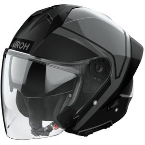 Casque moto jet Airoh H21 Square noir mat-brillant-gris