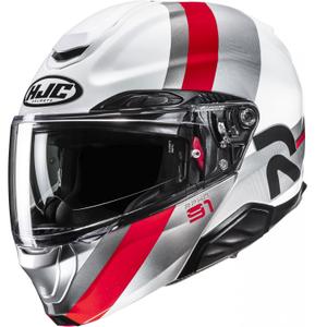 Casque moto modulable HJC RPHA 91 Fensh MC1 blanc-argent-rouge