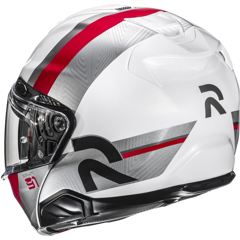 Casque moto modulable HJC RPHA 91 Fensh MC1 blanc-argent-rouge
