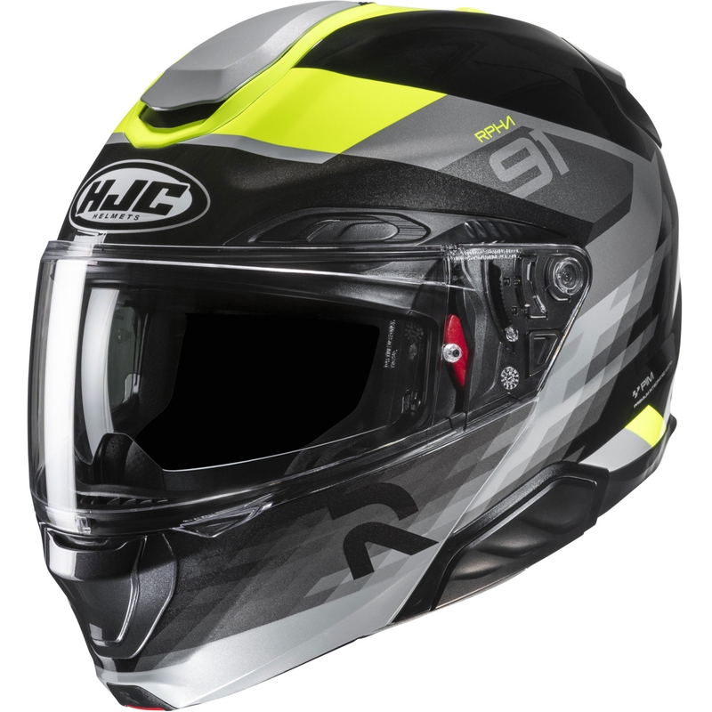 Casque moto modulable HJC RPHA 91 Madal MC3H noir-gris-jaune fluo