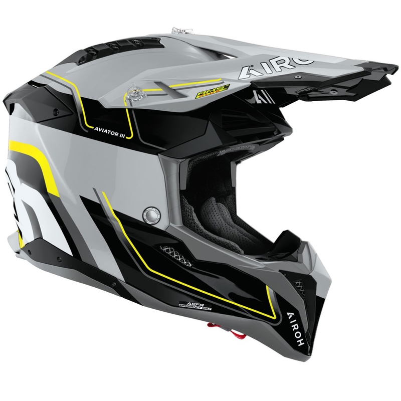 Casque de motocross Airoh Aviator 3 Leader jaune brillant