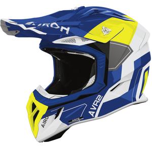 Casque de motocross Airoh Aviator ACE 2 Shield bleu-jaune brillant