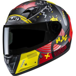 Casque moto intégral enfant HJC Y10 Mika MC1SF noir-rouge-jaune