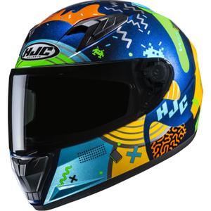 Casque moto intégral enfant HJC Y10 Mika MC23 bleu-jaune-vert