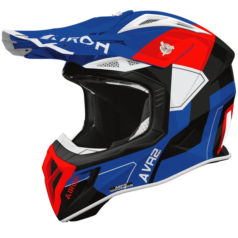 Casque de motocross Airoh Aviator ACE 2 Shield bleu-rouge brillant
