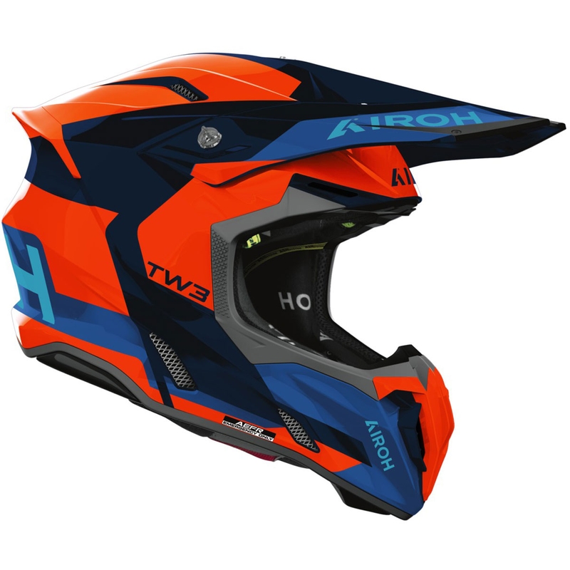 Casque de motocross Airoh Twist 3 Fancy brillant fluo orange-bleu