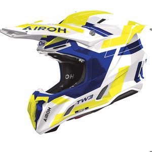 Casque de motocross Airoh Twist 3 Dynasty bleu brillant-jaune fluo